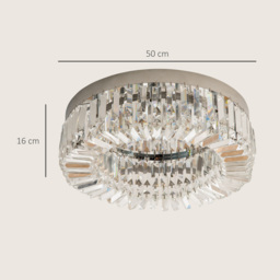 HOMCOM Crystal Ceiling Lights Set of 2, Modern Flush Chandeliers with Stainless Steel Base, Pendant Lights for Living Room Bedroom Dining Room, Silver Tone - thumbnail 3