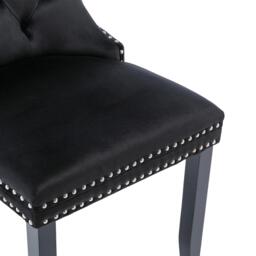 Set of 4 Velvet Upholstered Dining Chairs with Button Tufted Backrest, Solid Wood Legs, Suitable for Dining Room, 50L x 64W x 96H cm, Black - Aosom.UK - thumbnail 9