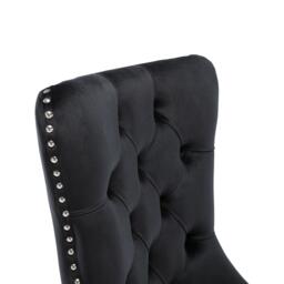 Set of 4 Velvet Upholstered Dining Chairs with Button Tufted Backrest, Solid Wood Legs, Suitable for Dining Room, 50L x 64W x 96H cm, Black - Aosom.UK - thumbnail 8