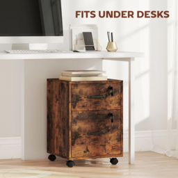 HOMCOM Rolling File Cabinet with 2 Drawers, Mobile Filing Cabinet with Hanging File Folder for Letter Sized Documents, Rustic Brown - thumbnail 7