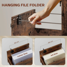 HOMCOM Rolling File Cabinet with 2 Drawers, Mobile Filing Cabinet with Hanging File Folder for Letter Sized Documents, Rustic Brown - thumbnail 5