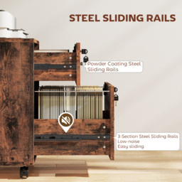 HOMCOM Rolling File Cabinet with 2 Drawers, Mobile Filing Cabinet with Hanging File Folder for Letter Sized Documents, Rustic Brown - thumbnail 8