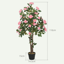 HOMCOM Set of Two Faux Rose Plants, with Pots - thumbnail 3