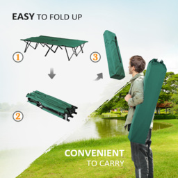 Outsunny Foldable Double Camping Cot, Lightweight Outdoor Patio Sunbed with Carry Bag, Green - thumbnail 5