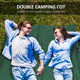 Outsunny Foldable Double Camping Cot, Lightweight Outdoor Patio Sunbed with Carry Bag, Green - thumbnail 6