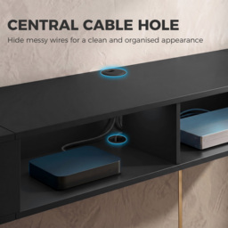 HOMCOM Wall Mounted TV Stand with RGB LED Lights, Floating Entertainment Centre for 75 Inch TV, Black - thumbnail 7