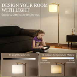 HOMCOM LED Floor Lamp with Remote Control - Gold Tone - thumbnail 4