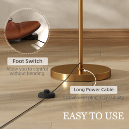 HOMCOM LED Floor Lamp with Remote Control - Gold Tone - thumbnail 5