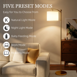 HOMCOM LED Floor Lamp with Remote Control - Gold Tone - thumbnail 7