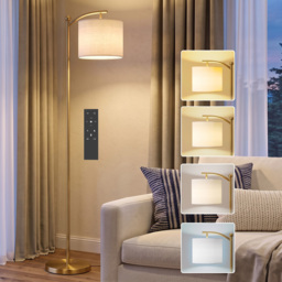 HOMCOM LED Floor Lamp with Remote Control - Gold Tone - thumbnail 2
