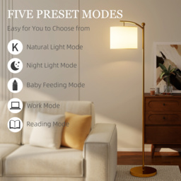HOMCOM LED Floor Lamp with Remote Control - Gold Tone - thumbnail 7
