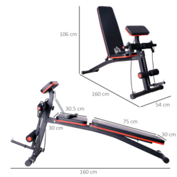 HOMCOM Foldable Adjustable Dumbbell Weight Lifting Sit Up Ab Bench Home Training Gym Incline Flat Multiuse Workout Exercise Fitness - thumbnail 3