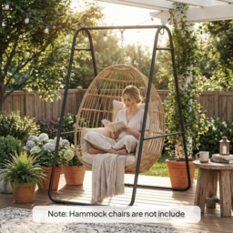 Outsunny Hammock Chair Stand Only 150KG Load Capacity for Indoor Outdoor, Black - thumbnail 8