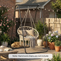 Outsunny Hammock Chair Stand Only 150KG Load Capacity for Indoor Outdoor, Black - thumbnail 9