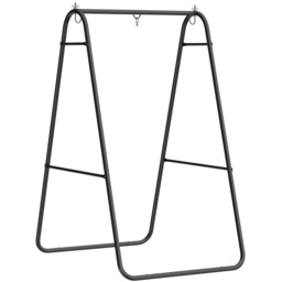 Outsunny Hammock Chair Stand Only 150KG Load Capacity for Indoor Outdoor, Black - thumbnail 1