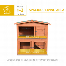 PawHut 2 Tier Rabbit Hutch Guinea Pig Hutch Ferret Cage with Ramp Slide Out Tray for Indoor Outdoor 100.5 x 55 x 101 cm - Aosom UK - thumbnail 4