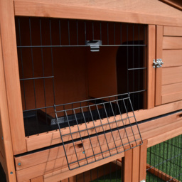 PawHut 2 Tier Rabbit Hutch Guinea Pig Hutch Ferret Cage with Ramp Slide Out Tray for Indoor Outdoor 100.5 x 55 x 101 cm - Aosom UK - thumbnail 8