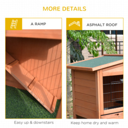 PawHut 2 Tier Rabbit Hutch Guinea Pig Hutch Ferret Cage with Ramp Slide Out Tray for Indoor Outdoor 100.5 x 55 x 101 cm - Aosom UK - thumbnail 7