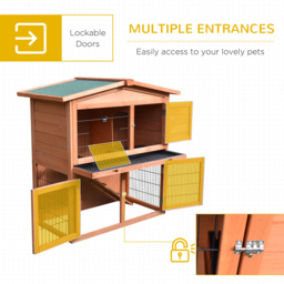 PawHut 2 Tier Rabbit Hutch Guinea Pig Hutch Ferret Cage with Ramp Slide Out Tray for Indoor Outdoor 100.5 x 55 x 101 cm - Aosom UK - thumbnail 5