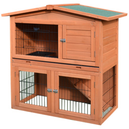 PawHut 2 Tier Rabbit Hutch Guinea Pig Hutch Ferret Cage with Ramp Slide Out Tray for Indoor Outdoor 100.5 x 55 x 101 cm - Aosom UK
