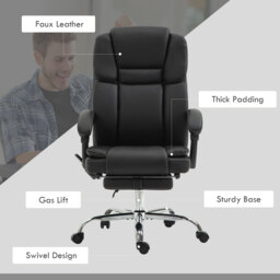 Vinsetto Six Point Vibrating Massage Office Chair - Black - thumbnail 7