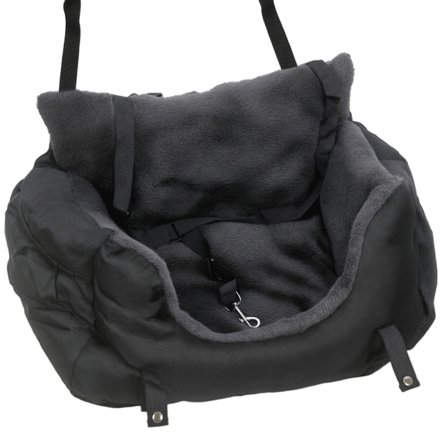 PawHut Dog Car Seat for Small Dogs with Fixed Buckle, Safety Leash, Washable Cover, 58 x 45 x 28 cm, Black - image 1