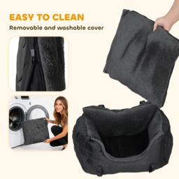 PawHut Dog Car Seat for Small Dogs with Fixed Buckle, Safety Leash, Washable Cover, 58 x 45 x 28 cm, Black - thumbnail 8