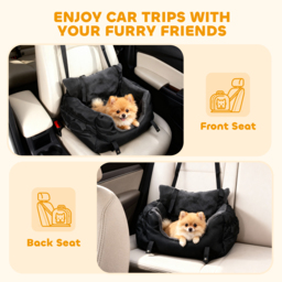 PawHut Dog Car Seat for Small Dogs with Fixed Buckle, Safety Leash, Washable Cover, 58 x 45 x 28 cm, Black - thumbnail 7
