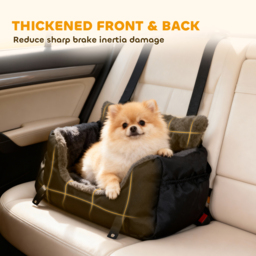 PawHut Dog Car Seat for Small Dogs with Fixed Buckle, Safety Leash, Washable Cover, 58 x 45 x 28 cm, Black - thumbnail 5
