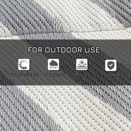 Outsunny Reversible Outdoor Rug, Plastic Straw, Portable with Carry Bag, 182 x 274cm, Grey and Cream - Aosom UK - thumbnail 6