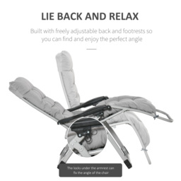 Outsunny 2 Piece Folding Sun Lounger, Adjustable Garden Chairs with Cushion Headrest, Light Grey - Aosom UK - thumbnail 4