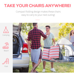 Outsunny Garden Sun Loungers, Set of 2, Outdoor Reclining Chairs with Cushions, Foldable and Adjustable, Red and White - Aosom UK - thumbnail 6