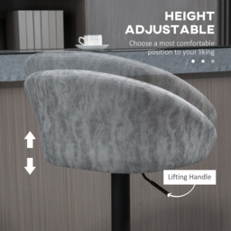 HOMCOM Modern Adjustable Bar Stools Set of 2, Swivel PU Leather Breakfast Barstools with Footrest Armrests Back, for Kitchen Counter Light Grey - thumbnail 5
