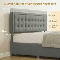 HOMCOM King Size Ottoman Bed Frame, with Front Drawer - Grey - thumbnail 6