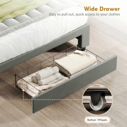 HOMCOM King Size Ottoman Bed Frame, with Front Drawer - Grey - thumbnail 7
