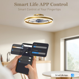 HOMCOM Ceiling Fan with Light and Remote, LED Mount Ceiling Fan with 3 Colour Temperatures, 6 Speed, 50 cm, Gold Tone - thumbnail 4