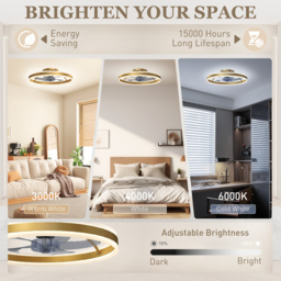 HOMCOM Ceiling Fan with Light and Remote, LED Mount Ceiling Fan with 3 Colour Temperatures, 6 Speed, 50 cm, Gold Tone - thumbnail 5