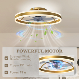 HOMCOM Ceiling Fan with Light and Remote, LED Mount Ceiling Fan with 3 Colour Temperatures, 6 Speed, 50 cm, Gold Tone - thumbnail 7