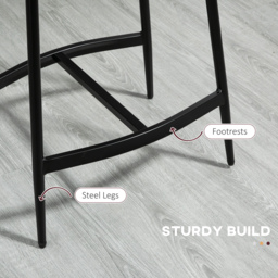 HOMCOM Bar Chairs Set of 2, Microfibre Upholstered Barstools, Industrial Counter Bar Stool with Curved Seat and Steel Frame, Anti-Cat-Scratch - Aosom UK - thumbnail 7