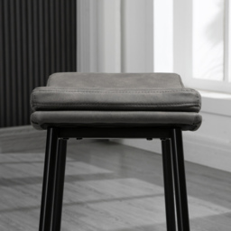 HOMCOM Bar Chairs Set of 2, Microfibre Upholstered Barstools, Industrial Counter Bar Stool with Curved Seat and Steel Frame, Anti-Cat-Scratch - Aosom UK - thumbnail 8