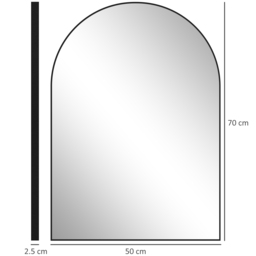 HOMCOM 50 x 70cm Arched Home Mirror - Black - thumbnail 3