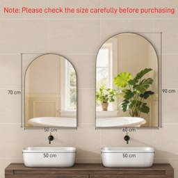 HOMCOM 50 x 70cm Arched Home Mirror - Black - thumbnail 7