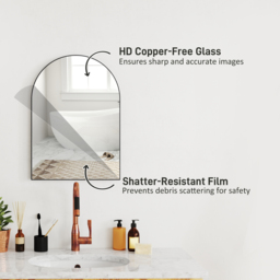 HOMCOM 50 x 70cm Arched Home Mirror - Black - thumbnail 5