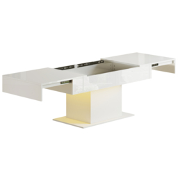 HOMCOM Extendable Coffee Table with LED Lights and Storage - High Gloss White - thumbnail 1