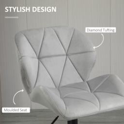 HOMCOM Bar Stool Set of 2 Fabric Adjustable Height Armless Upholstered Counter Chairs with Swivel Seat, Light Grey - thumbnail 6
