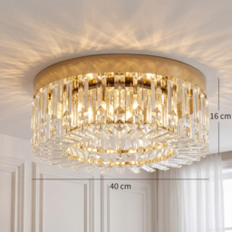HOMCOM Crystal Chandeliers with 160 Crystal Pendants, 6-Light Ceiling Light for Living Room, Bedroom Dining Room, Gold Tone - thumbnail 3