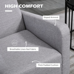 HOMCOM 2 Pieces Modern Armchairs with Rubber Wood Legs, Upholstered Accent Chairs, Single Sofa for Living Room, Bedroom, Light Grey - thumbnail 5