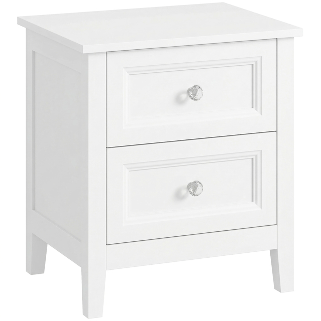 HOMCOM Nightstand with 2 Drawers Modern Bedside Table for Bedroom Living Room White - image 1