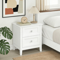 HOMCOM Nightstand with 2 Drawers Modern Bedside Table for Bedroom Living Room White - thumbnail 7