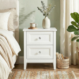 HOMCOM Nightstand with 2 Drawers Modern Bedside Table for Bedroom Living Room White - thumbnail 9